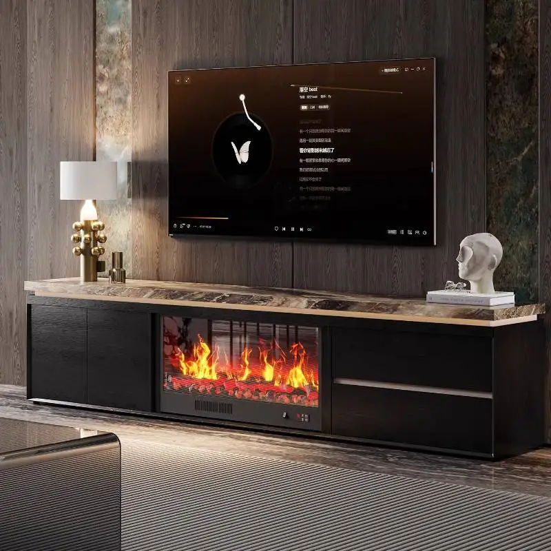 تصميم أسود خزانة تلفزيون ديكور مدفأة فريدة من نوعها خزانة تلفزيون لغرفة المعيشة أثاث منزلي فاخر وحديث من الشمال Fernsehr Schrank #1