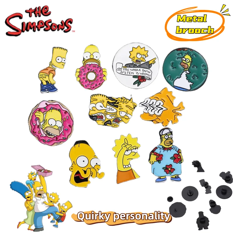 

The Simpsons Anime Merchandise Cartoon Metal Brooch Cute Pin for Girls Unique and Quirky Badge Student Backpack Charm Decoration
