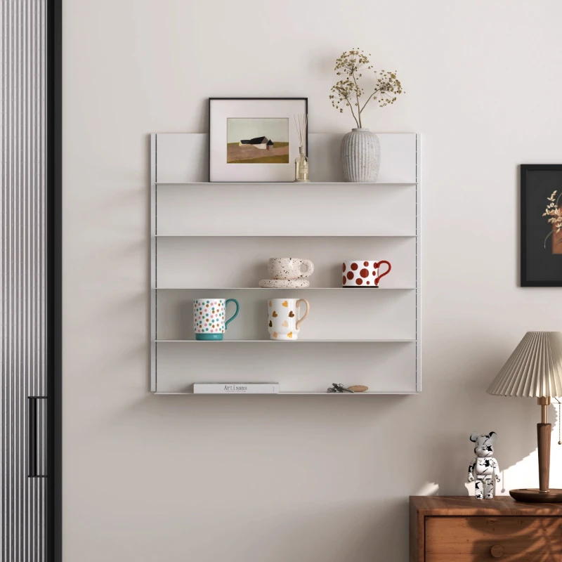 Invisible Wall Mounted Bookshelf Modular Iron Display Rack Adjustable Cup Holder for Living Room Floating Shelves Rail System