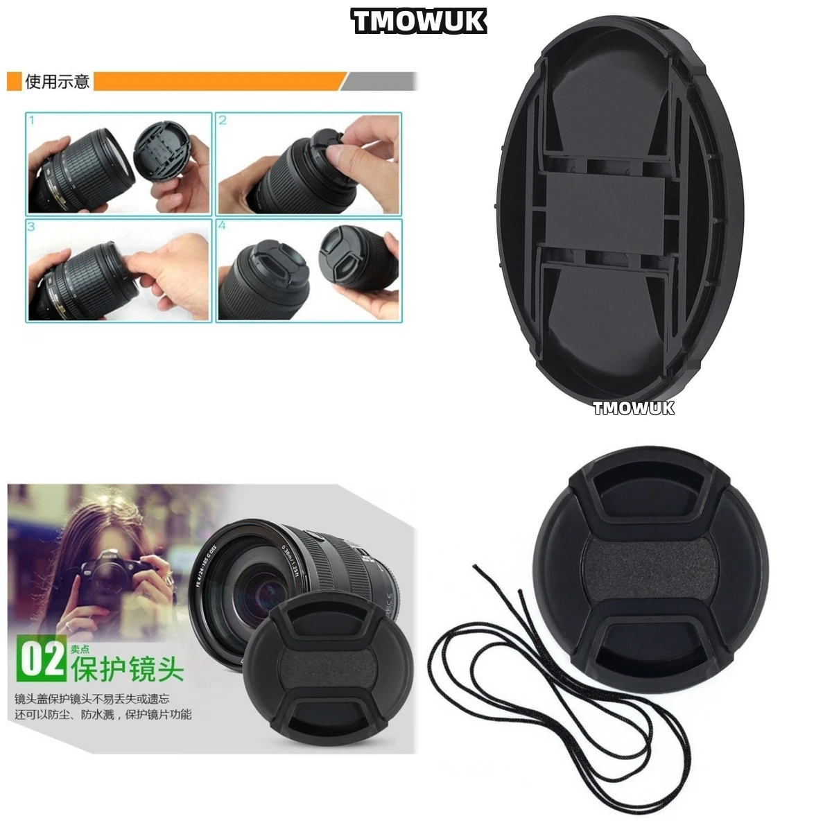 

For PENTAX K-1 Mark II K-70 MX Ist D Q K-5 II 645Z K-S1 Camera Lens Cap Protective Cover Center Pinch Snap-on 49mm 52 55 58 62 6
