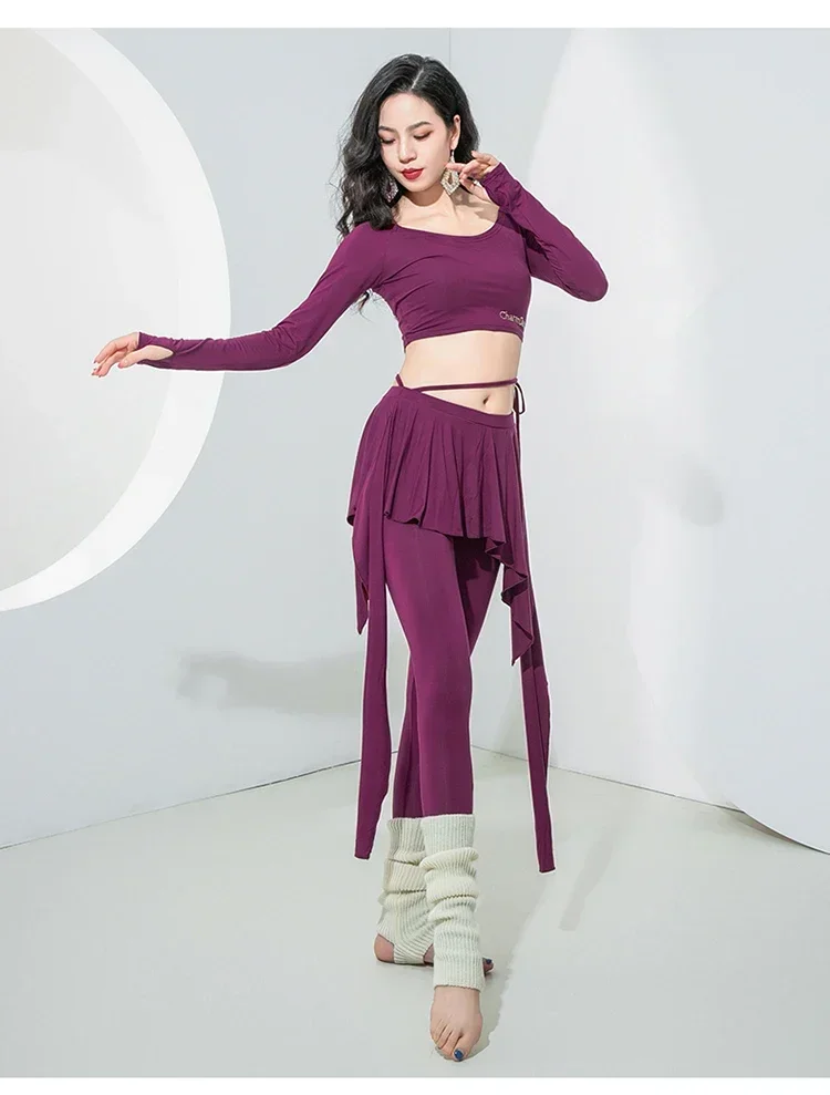 Nuovo abbigliamento per la danza del ventre Top modale autunno e inverno + pantaloni passo sul piede Set abiti da allenamento per la danza orientale