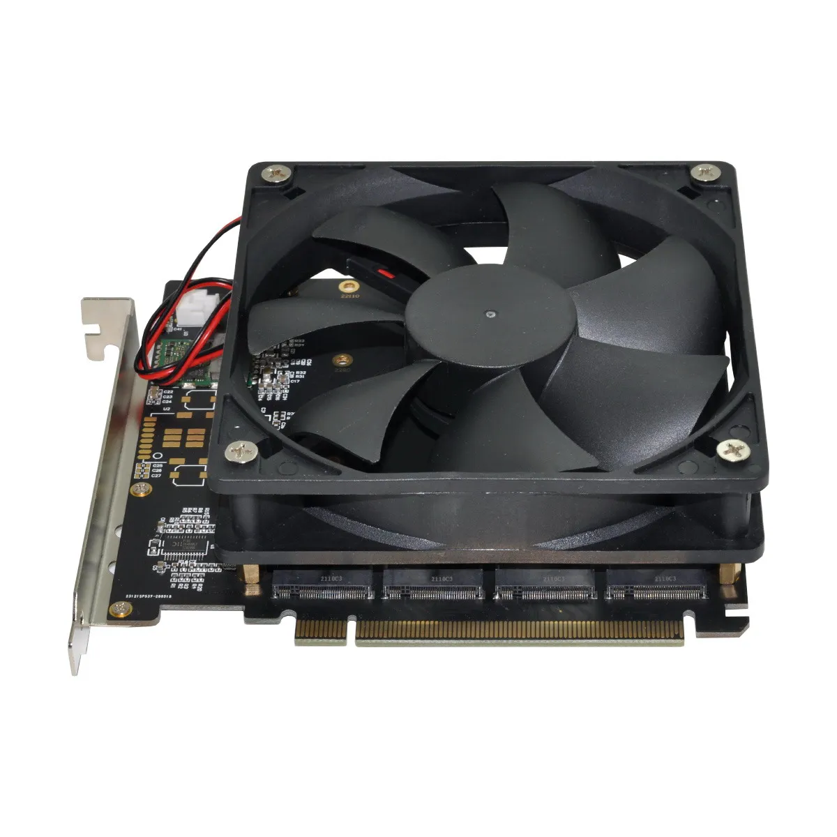 CYDZJimier 4X NVME M.2 AHCI to PCI-E Express 3.0 Gen3 X16 Raid Card with Fan VROC Raid0 Hyper Adapter