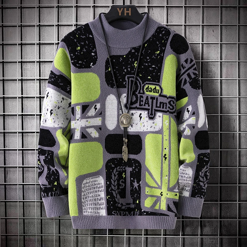 

Sweaters men 2025 Winter Letter pattern thick sweater men Student youth sweaters autumn Men's wool pullovers full