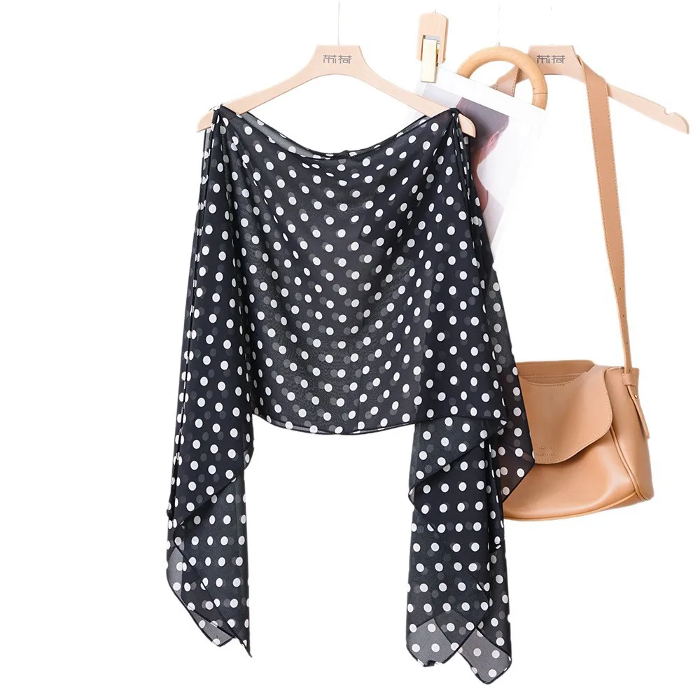 For outdoor Poncho photography wear fashionable polka dot printed shawl pullover sunscreen Cape and  slim-fitting top