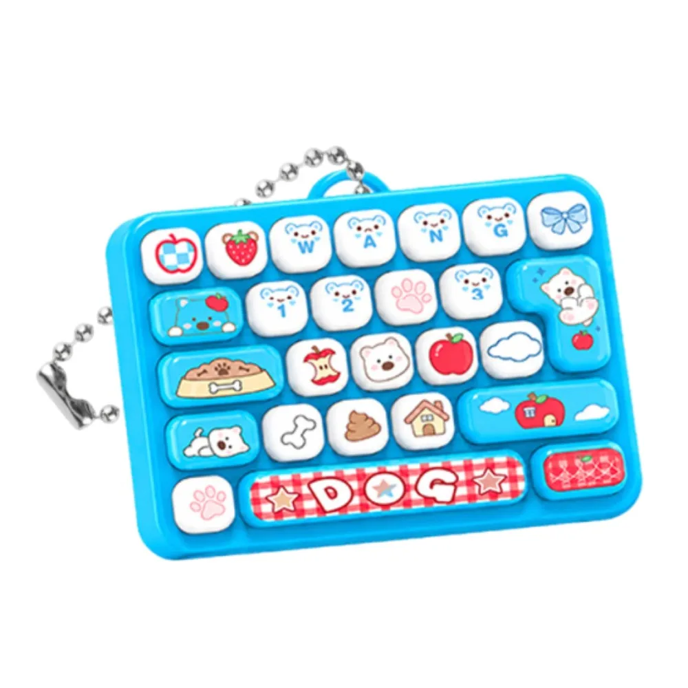 Mini 26 Keys Keyboard Keychain Animals Pressable Keys Fingertip Button Keyring Portable Creative Stress Relief Fidget