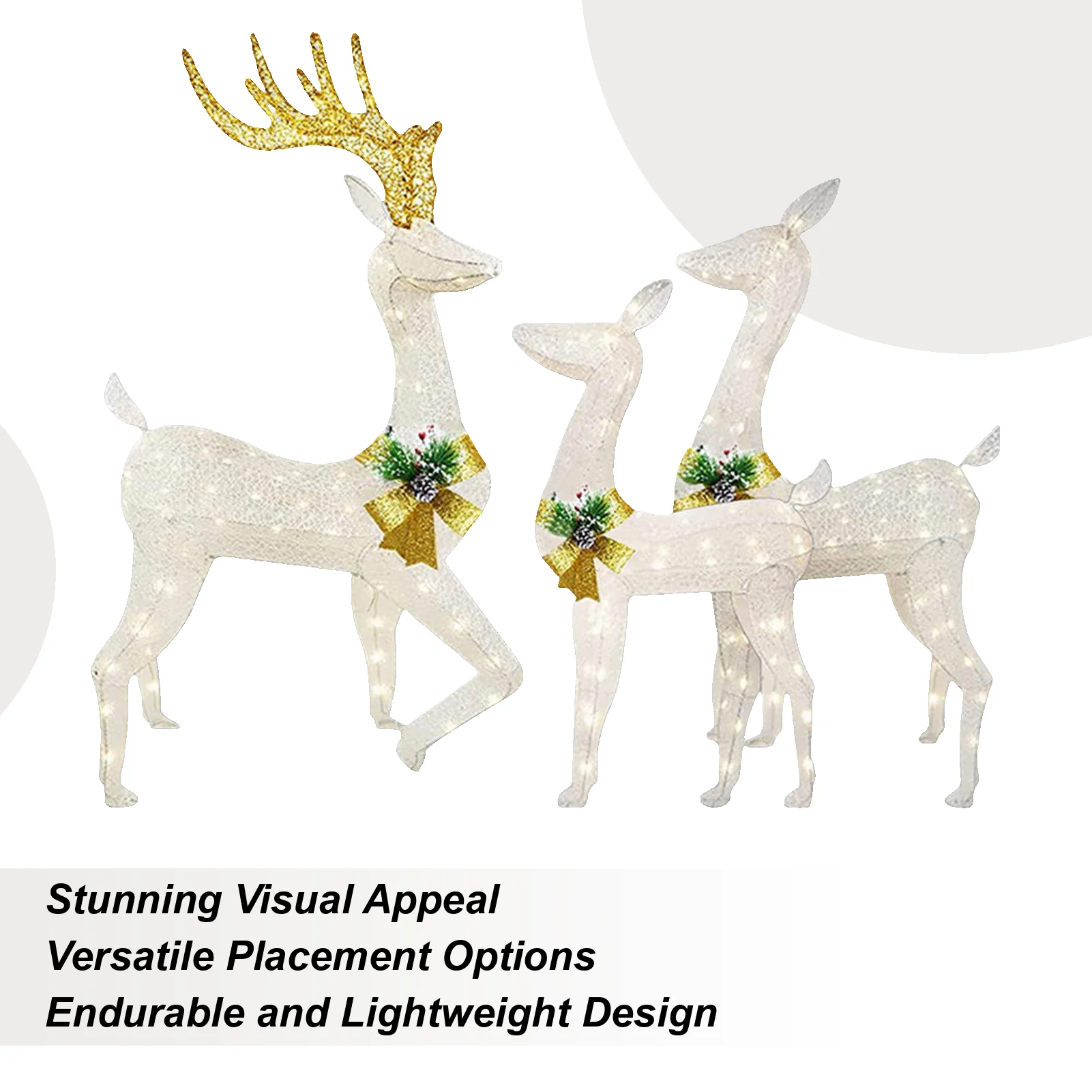 Reindeer Stake Light Decor 3-Pieces Holiday Lighted Pathway Decor Lighted Acrylic Stake Decoration For Yard Garden Pathway Patio
