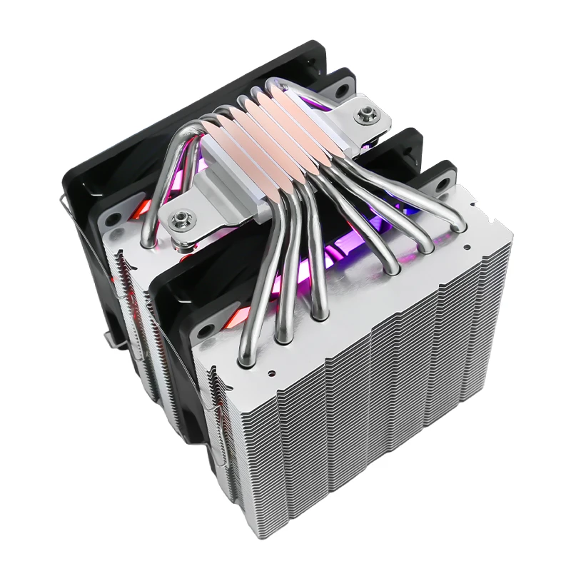 HNHU Nickel Plated 6 Copper Tube Twin tower 120mm Argb Fan Server CPU Cooler Compatible 18xx 1700 1200 115x 2011 x79 x99 AM4 AM5 - Image 2