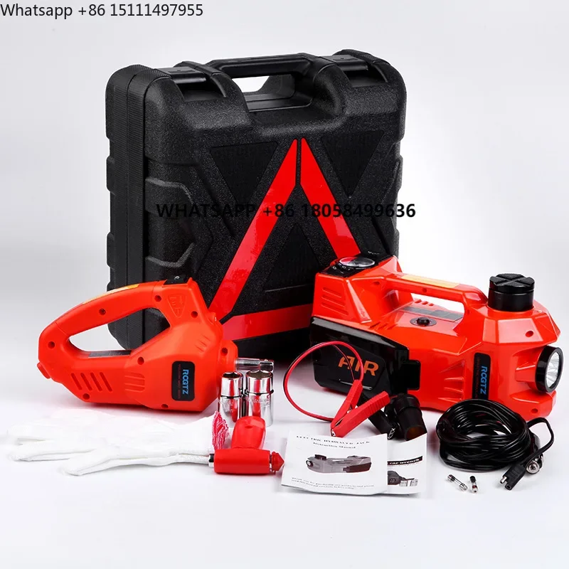 12V 5T Electric Car Jack Kit Hydraulic Floor Jack Portable Car Jack and Electric Wrench Set Emergency Tire Change Kit