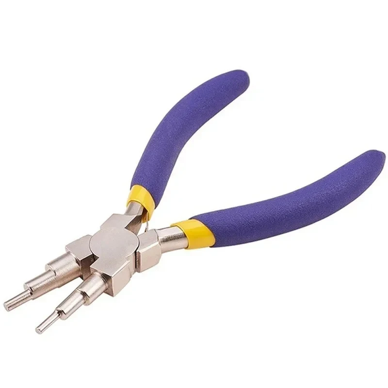 6-in-1 Carbon Steel Round Nose Bail Making Pliers, Six-section Multi-size Jewelry DIY Tool for Earring Hooks Lobster Buckle Meta