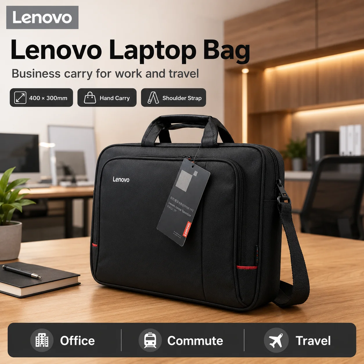 Lenovo ThinkPad Laptop Bag Business Briefcase 400x300mm Computer Carry Case with Shoulder Strap Handbag for Office Work Travel