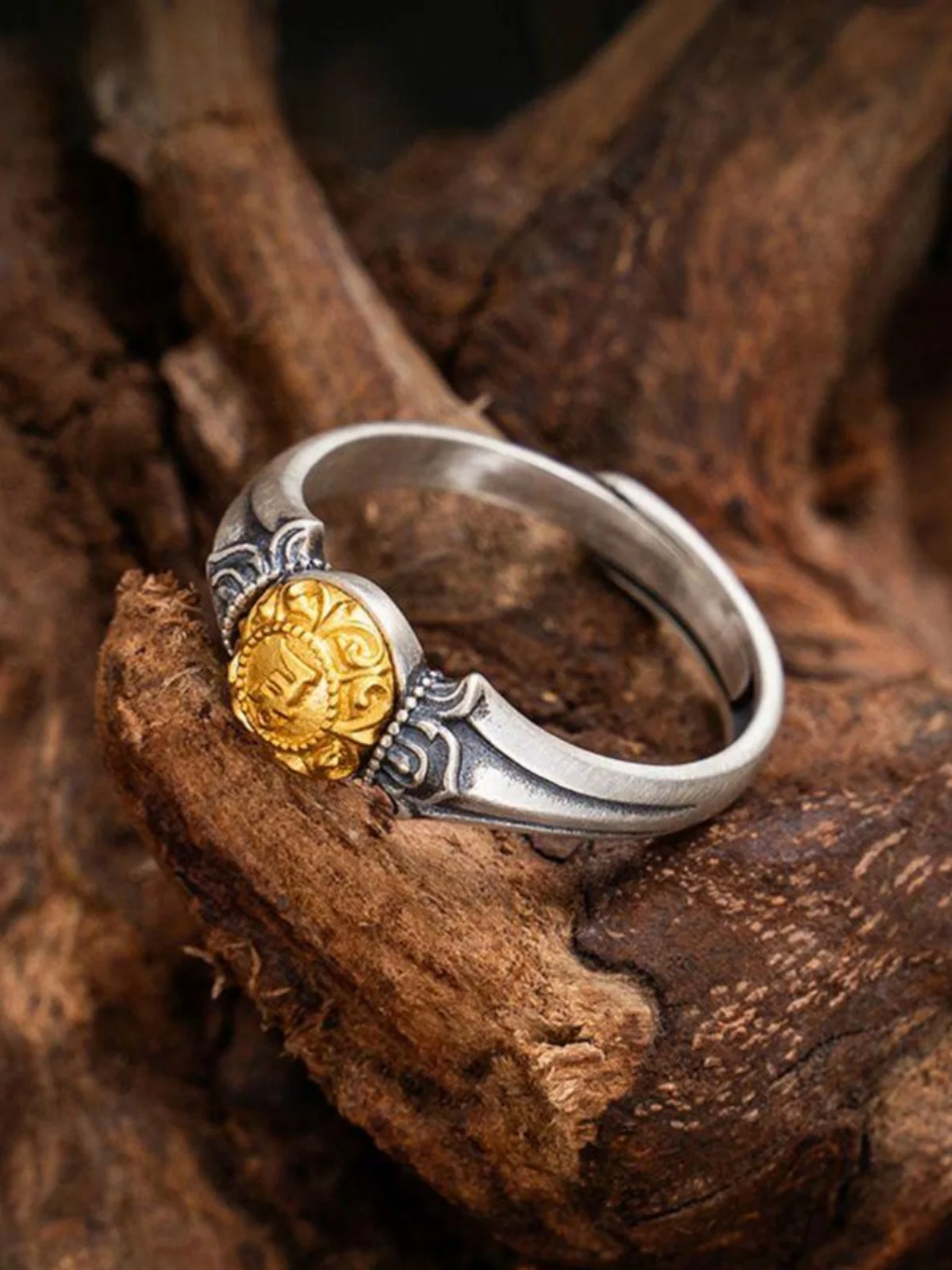 

Retro Silver Green Tara Ring Simple Ethnic Style Fashionable Unisex Ring WEIER Trendy Jewelry Accessory for Men And Women