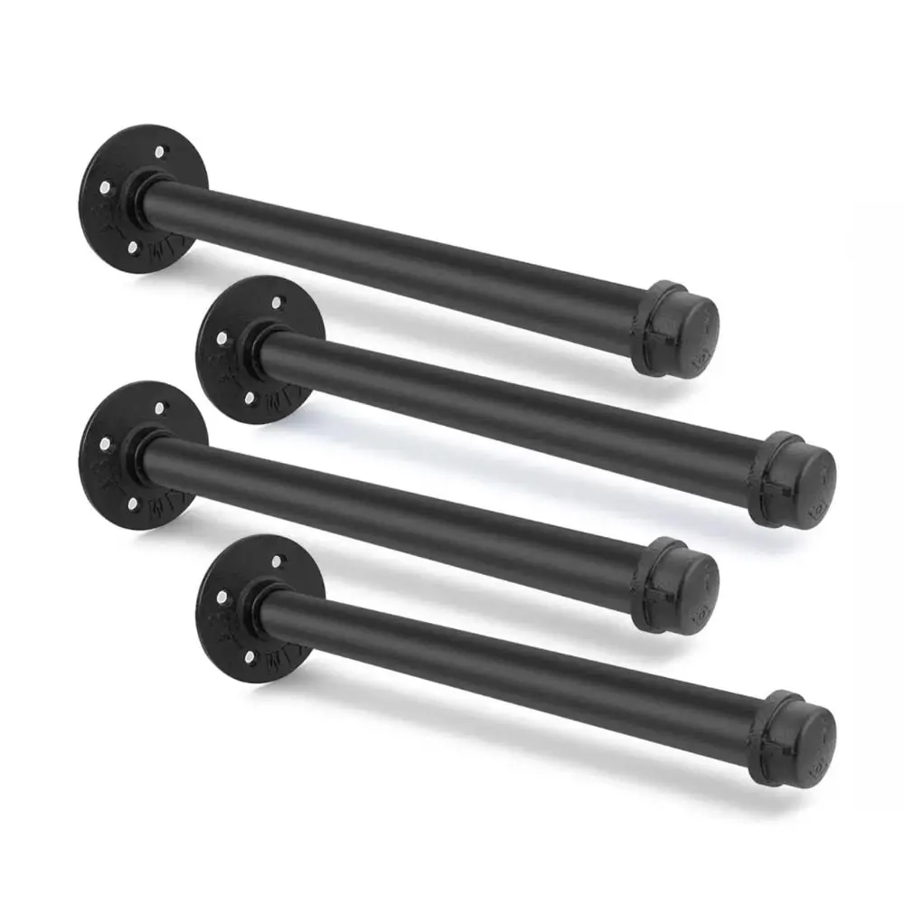 

4pcs Black Iron Pipe Wall Floating Shelf Holder Heavy Duty Easy Installation Floating Shelf Support Fine Workmanship Retro Style