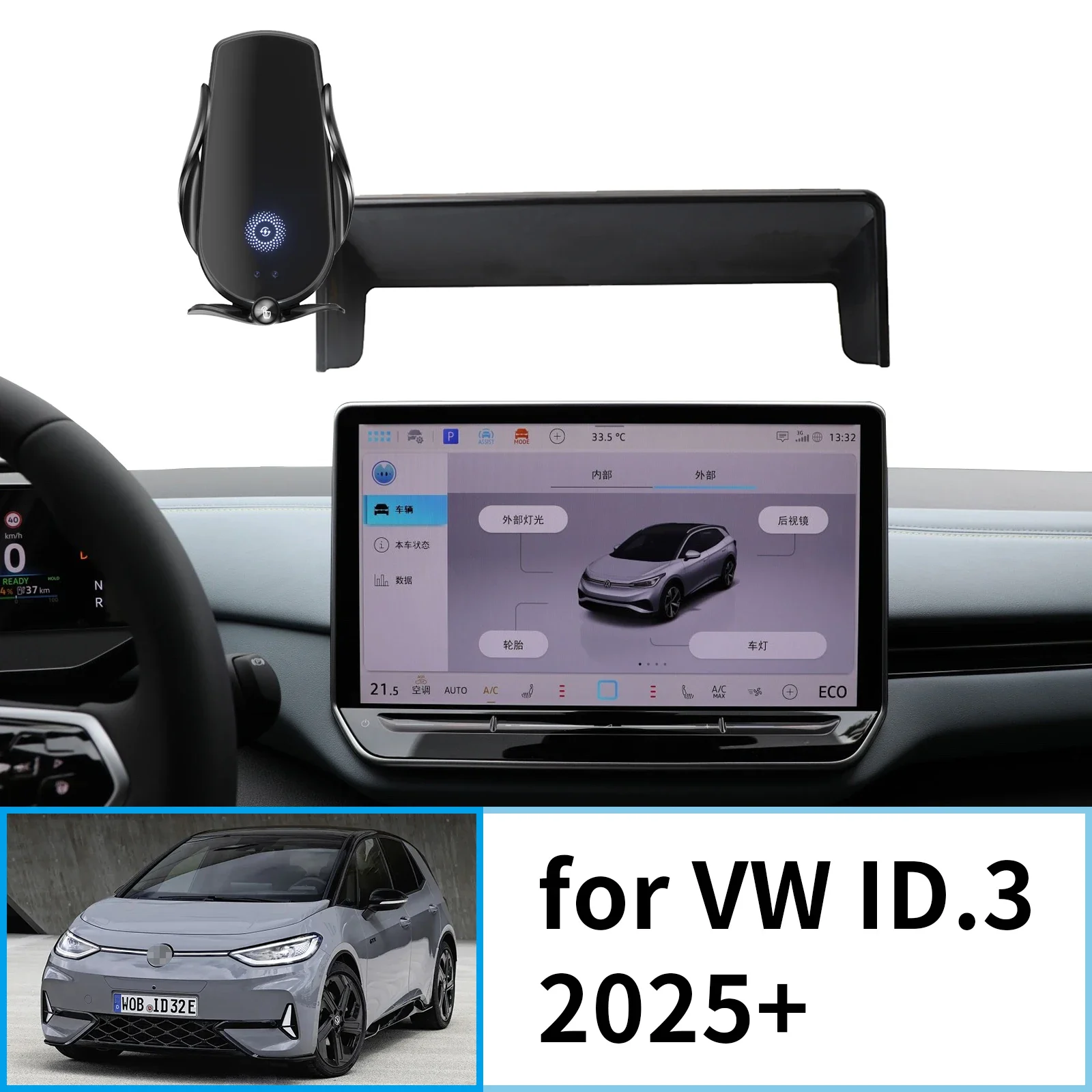 

for VW ID.3 2025 ID3 ID 3 (12.9in） Car Mobile Phone Holder Accessories GPS Bracket Navigation Stand Auto