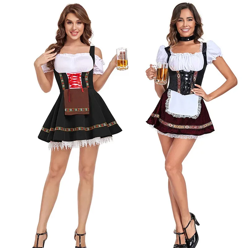 الزي الألماني التقليدي لمهرجان البيرة، مقاس كبير، تطريز الأزهار العرقية، ملابس الرقص الحديثة، vew؛ 3'f، 6;t.8' #3