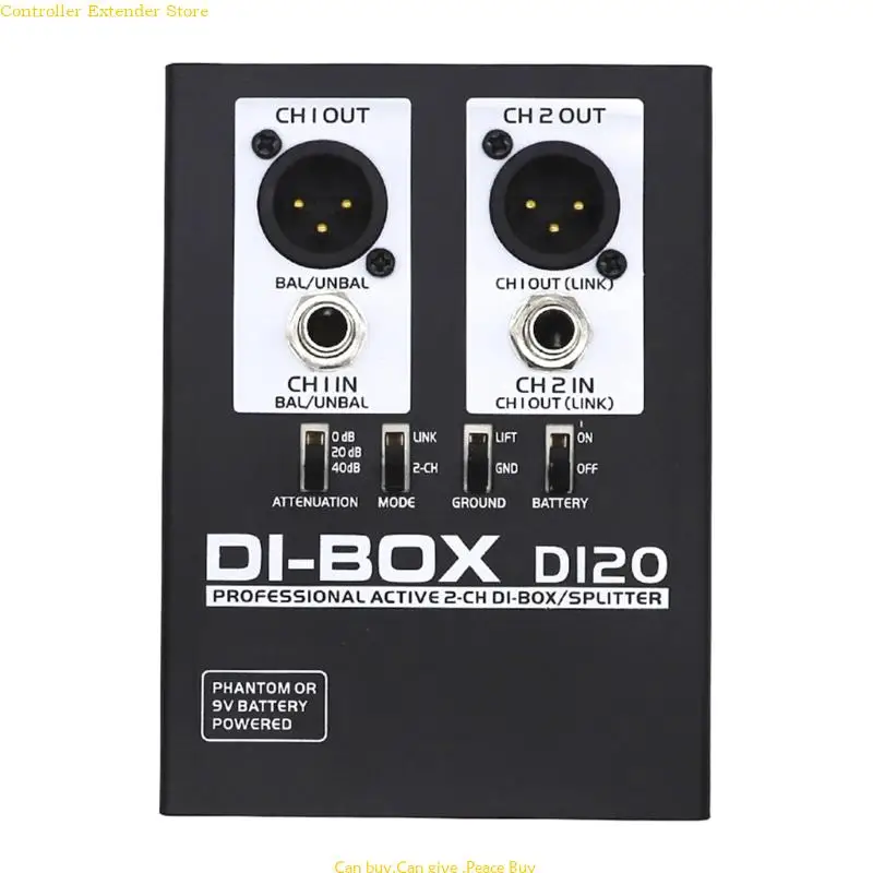 

Double Channel Direct Injection Box Active BOX with Split Modes,Servos Balanced for Studio Recording Direct Injection