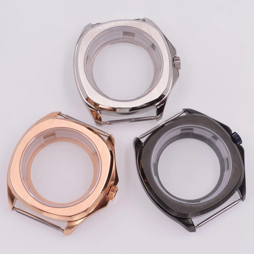 

40mm Sapphire Glass Silver/Rose Gold/PVD Black Watch Case Fit NH34 NH35 NH36 PT5000 ETA2824 ST2130 Movement