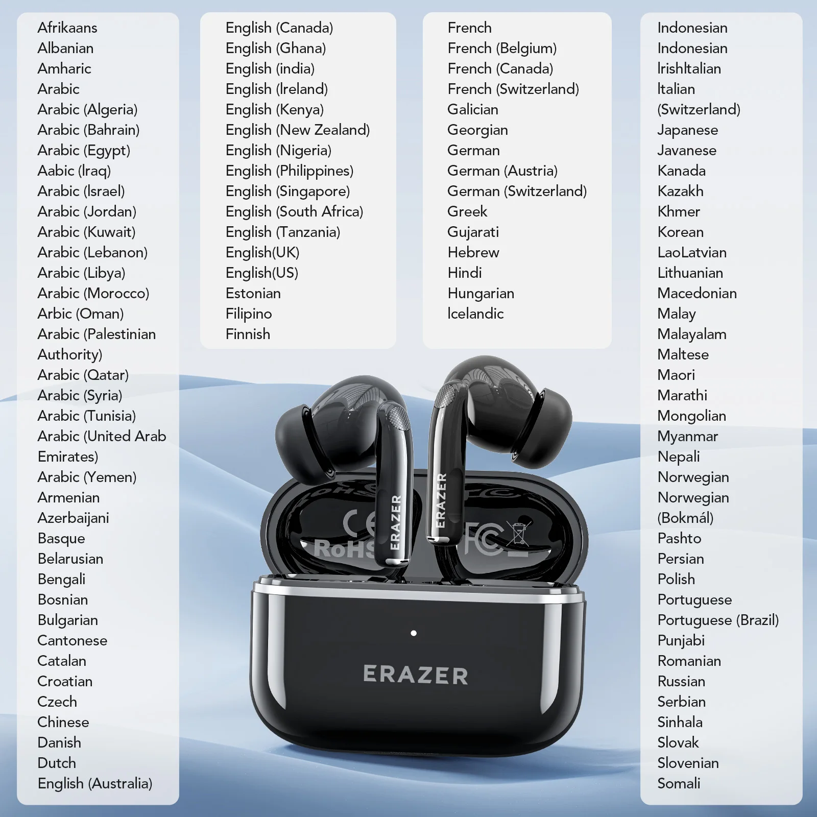 Auricolari traduttore AI Erazer XT89PRO Auricolari Bluetooth Gioco Cuffie wireless a bassa latenza Softpad con riduzione del rumore in-ear