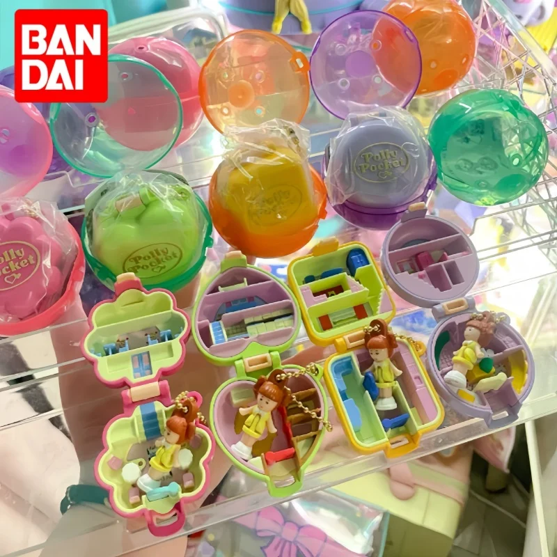 

Original BANDAI Polly Pocket Macaron Treasure Box Twisted Egg Pendant Model First and Second Bullets Collection Toys Gifts