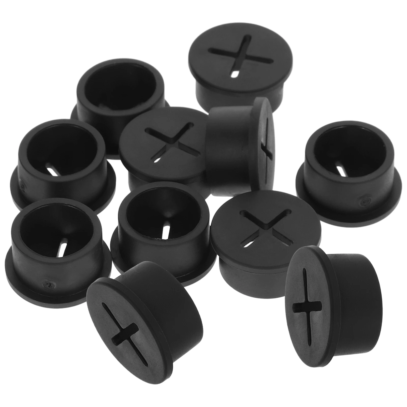 

12 Hole Black Rubber Grommets Cable Management Dust Plug for Desk Wire Hole Cover Furniture Office Table Protectors