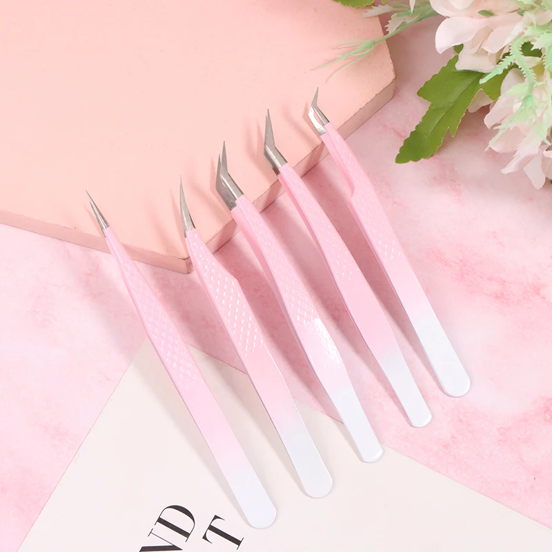 Eyelash Extension Fiber Tip Tweezers Fish Pattern Gradient Stainless Steel Professional High Precision Tweezer For Volume Fans