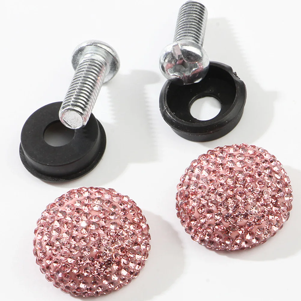 

Rhinestone License Plate Screws Nuts Bolts Decorative Fasteners For Vehicles Anti-Theft Fit All Plates Easy Install Pink Pcs