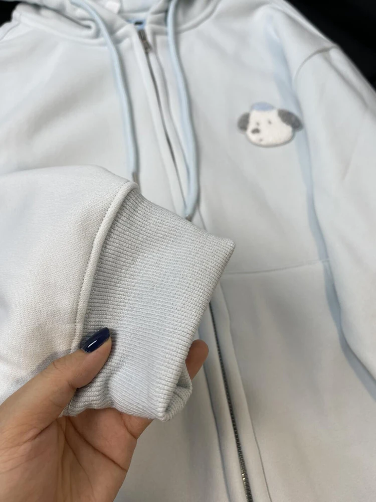 Zoki لطيف الكرتون سميكة الدافئة هوديس المرأة فضفاضة طويلة الأكمام الحلو Kawaii البلوز اليابان نمط Preppy بلوزات سيدة خمر عادية