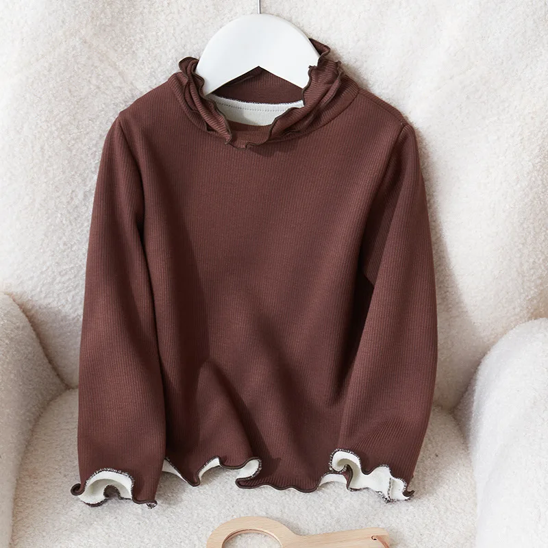 

Girls Padded Sweater Winter Warm Pullover Autumn Kids Solid Long-Sleeved Bottoming Shirt Baby Casual Tops Children New Jumper