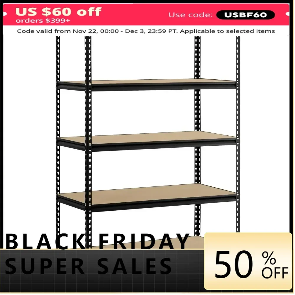 

Muscle Rack UR245P-BLK 5-Shelf Unit, 48" Width x 72" Height x 24" Depth