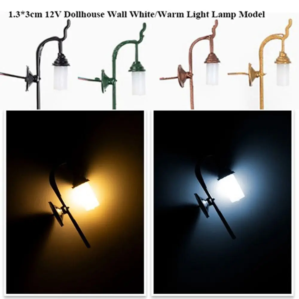 

New 1.3*3cm Dollhouse Wall Lamp ABS Metal Material Doll House Garden Decor Garden Yard Led Light 12V Sand Table Chandelier