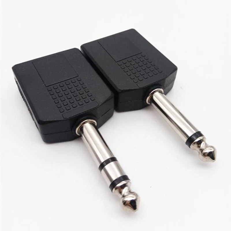 Adaptador de áudio estéreo de canal duplo 6.5mm 1 a 2 6.5mm macho para 6.5mm 2 fêmea conversor de áudio de microfone de canal único \ duplo f1