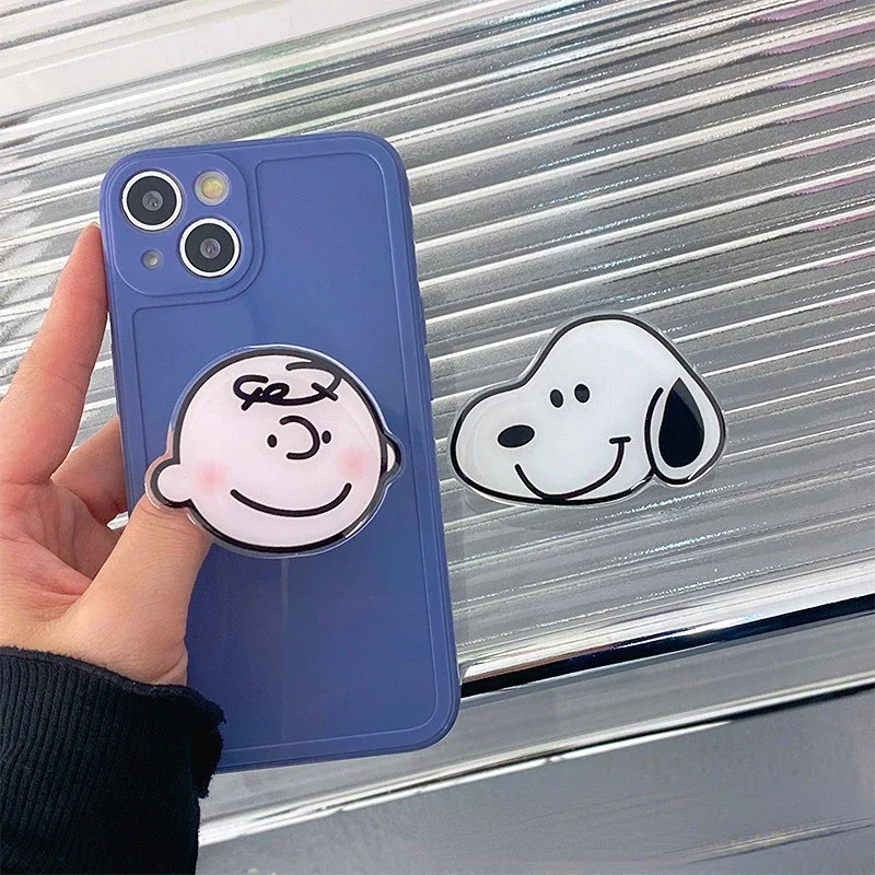 Snoopy Charlie Cartoon Mobile Phone Holder Cute Universal Accessorie Folding Ring Bracket Grip Expanding Phones Holder Bracket