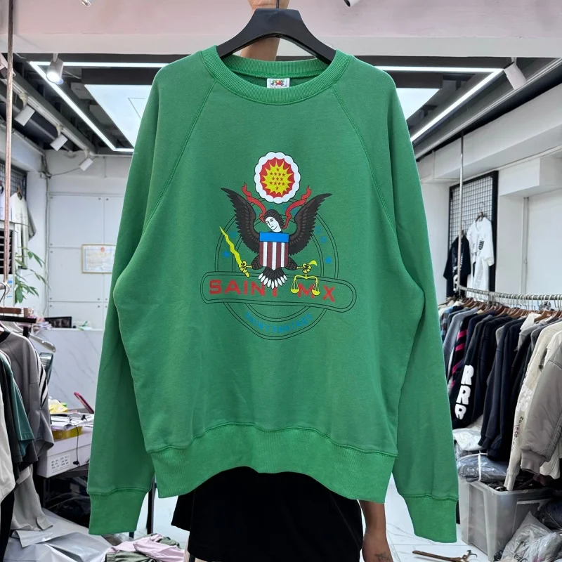 

25SS New Themis Statue Printed Vintage Saint Hoodie High Street Men Women Casual Washed Do Old Round Neck Sweatshirt