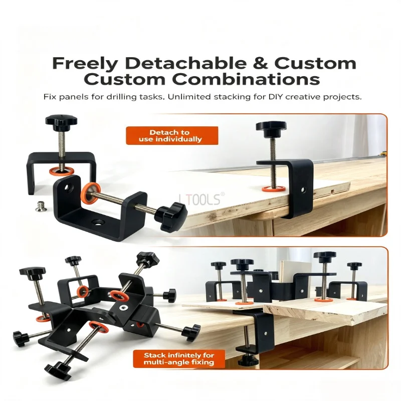 Rotatable Multi‑Face Fission Wood Working Clamp Infinite Stack Design Secure Holding Fixture DIY Handcraft Fixing Auxiliary Tool