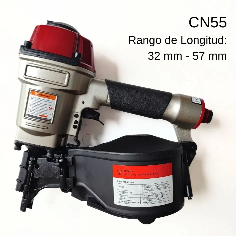 CN55 Coil Siding Nailer 1 inch to 2-1/4-inch 15 Degree Pneumatic Siding Nail Gun for Siding Sheathing Wooding Fencing Decking