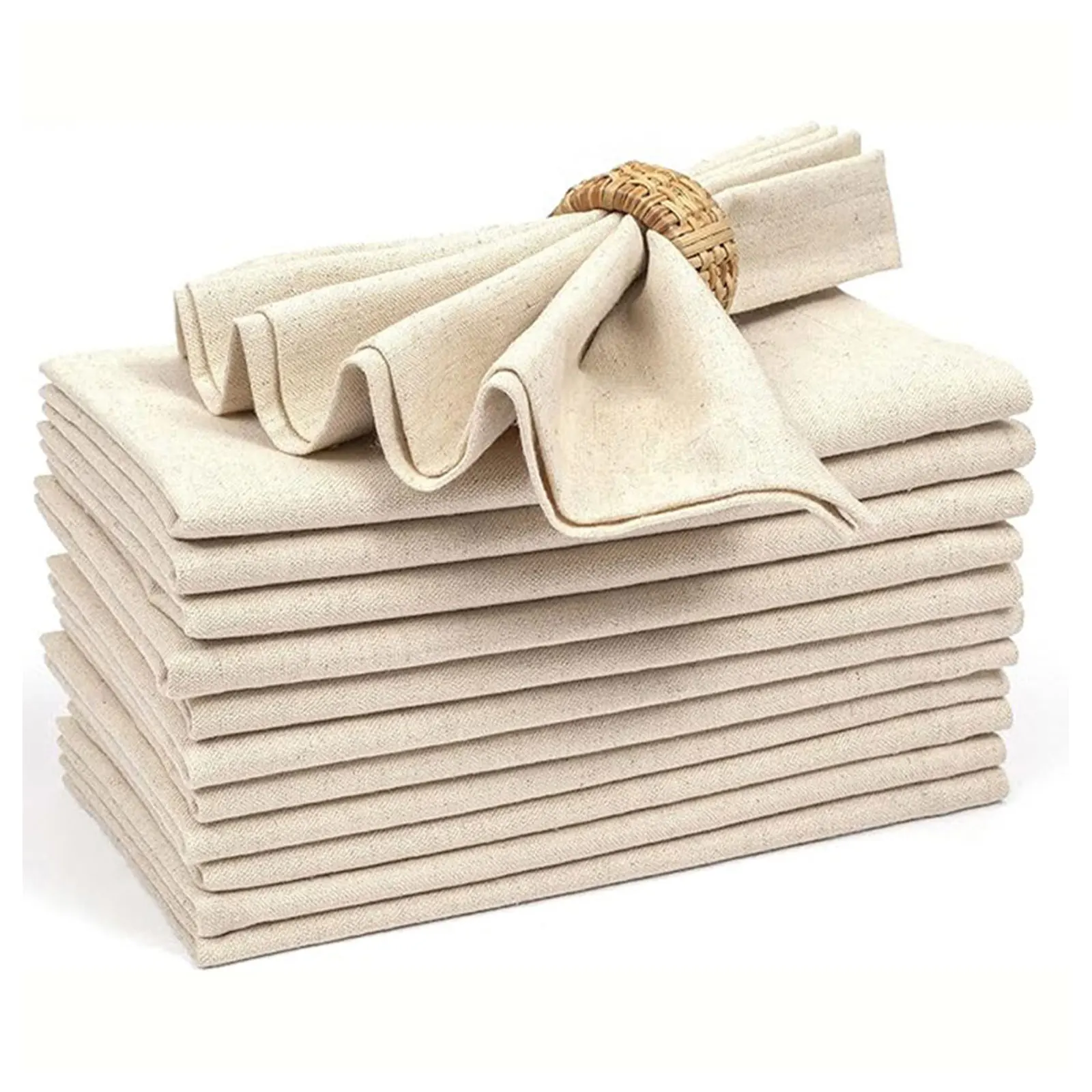 6/12 pièces de serviettes en tissu épais beige 40x40cm, réutilisables pour la Saint-Valentin, les mariages, la cuisine, la salle à manger, la décoration des fêtes