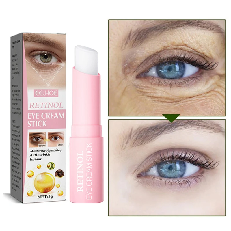 Crema antienvejecimiento antiarrugas para ojos, Retinol, brillo fino, antihinchazón, palo hidratante, elimina las ojeras, cuidado de los ojos