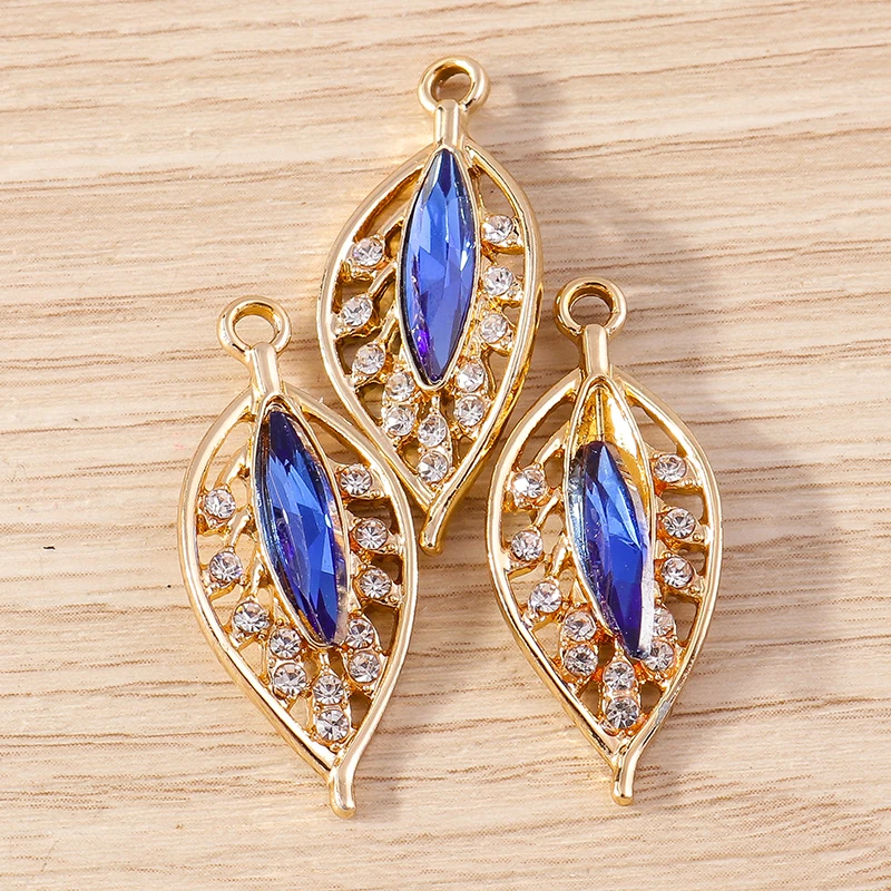 10 stücke 13x30mm Delicate Kristall Baum Blatt Charme für Schmuck Machen Frauen Mode Ohrringe Halsketten DIY armband Handwerk Geschenk – Detail 5
