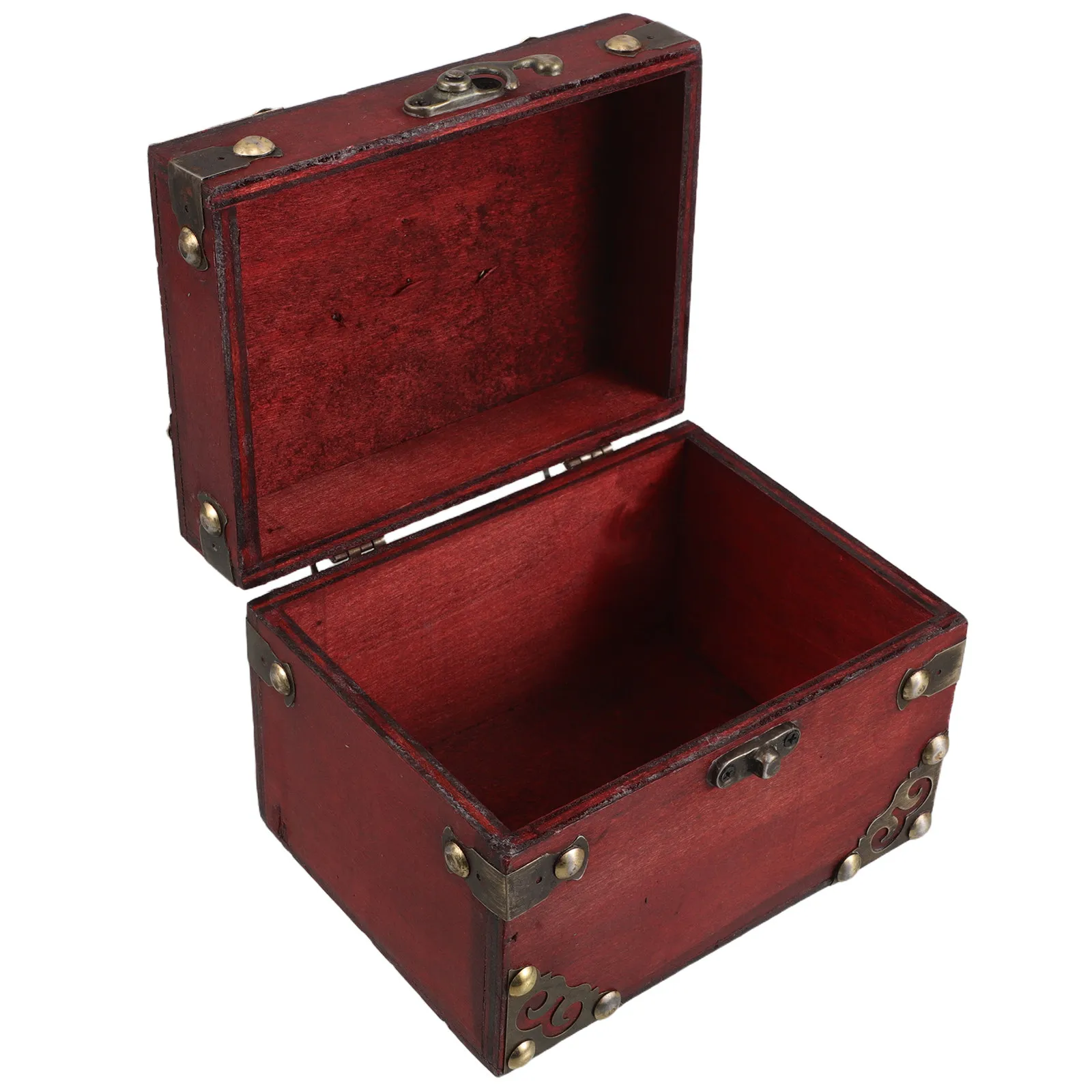 Wooden Jewelry Box Decorative Organizer Jewelry Box Vintage Style Red 8X4 33X4 Lockable Retro Treasure Chest Keepsake