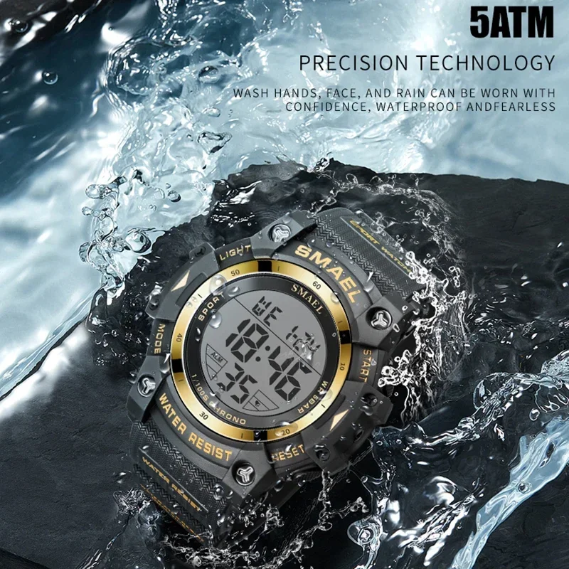 SMAEL 8123 Swimming Sport Watches for Men Alarm Clock Stopwatch Digital Watch LED Sports Watches Men's Wristwatch 50m Waterproof
