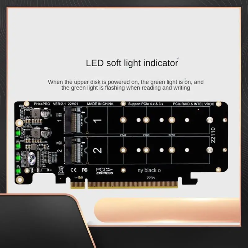 

Double-Sided 4-Disk NVME RAID Card Pciex16 To M.2 M-Key Nvmex4ssd 2U Server RAID Array Expansion Adapter Split Card