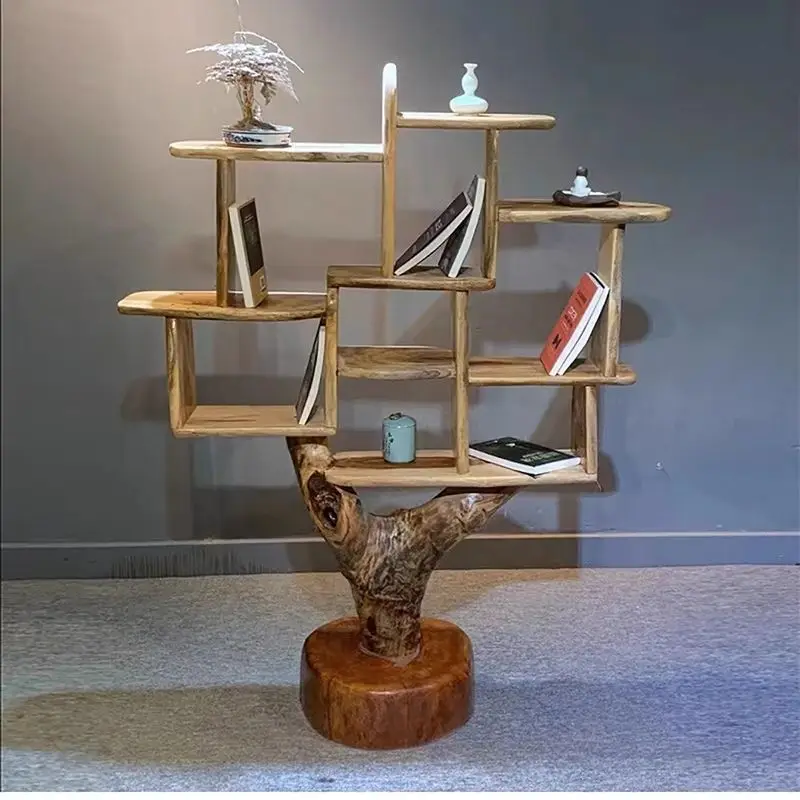 Retro solid wood flower stand ornament storage rack homestay rack