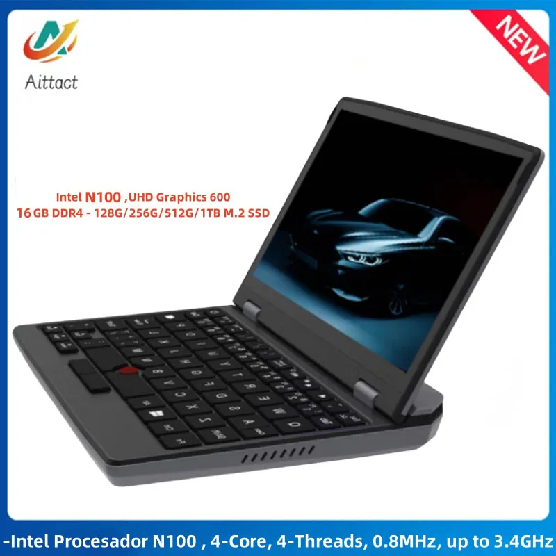 AITTACT Nuovo Mini Laptop Tascabile Touch Screen da 7 Pollici Ontano Lago Intel N95 Computer da Ufficio Ultrabook Notebook 2.0MP Windows 11 WiFi