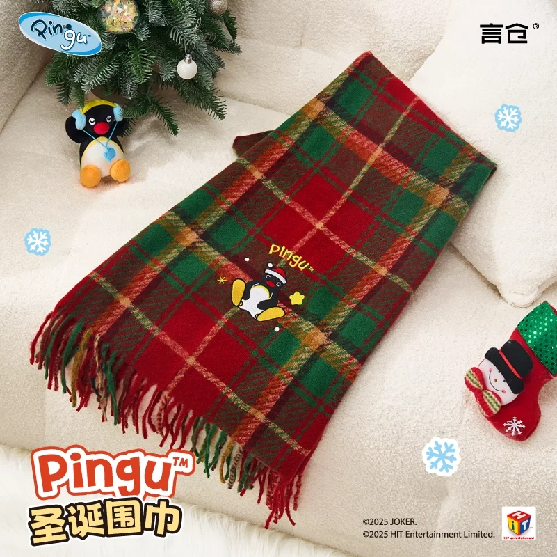 

Pingu Christmas Scarf Cartoon Penguin Trend Toy Festive New Year'S Autumn And Winter Warm Scarf Girl'S Birthday Gift