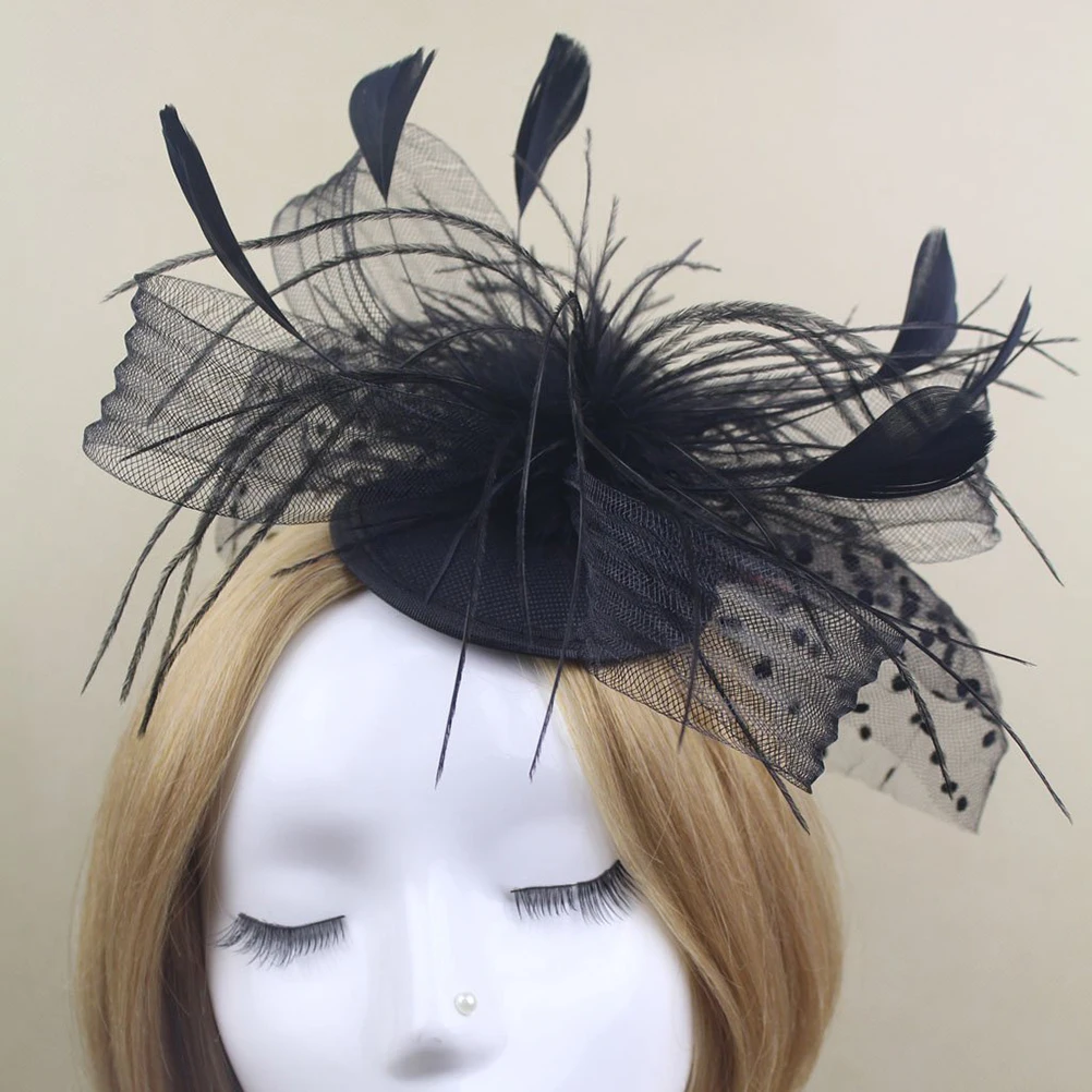 

Fascinator Hat Mesh Headwear Hair Clip Vintage Wedding Party Bridal Accessories Lightweight Dot Net Beads Flowers