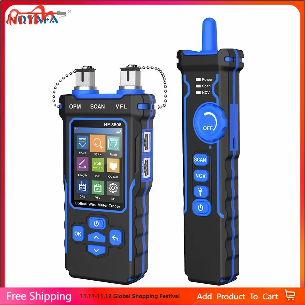 NOYAFA Line Finder NF-8508 Meteran Daya Optik Lampu Merah Mesin Terintegrasi Penguji Garis Penguji Jaringan Uji Tegangan Pencari Garis