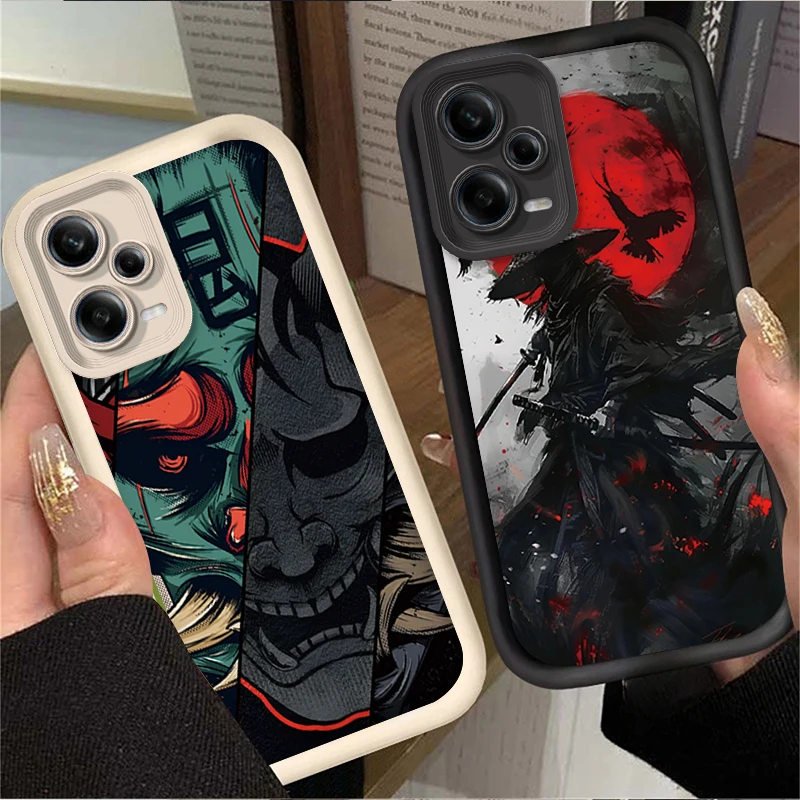 Japan Ghost Face Samurai Case for Xiaomi Redmi Note 13 12 11 Pro Plus 4G 5G 12S 11S 10S 10 9 9S 8 12C 13C A3 Silicone Back Cover