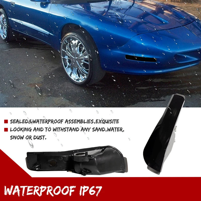 Gtinthebox Front Bumper Turn Signal Light & Rear Fender Side Marker Light Housing Shells For 1993-1997 Pontiac Firebird Trans Am