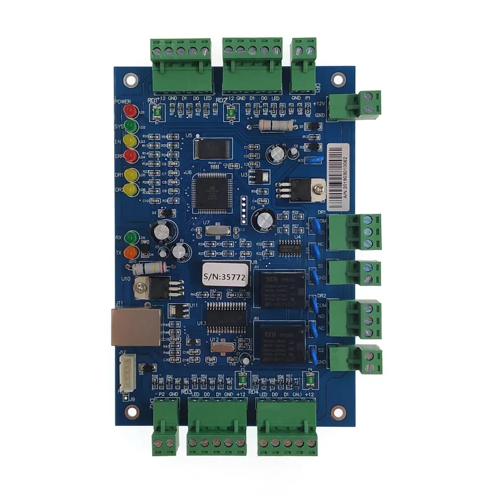 2 Doors IP/TCP Access Control Board Access Database Anti-Passback Function High Speed Flash Memory Never Lose V6.9