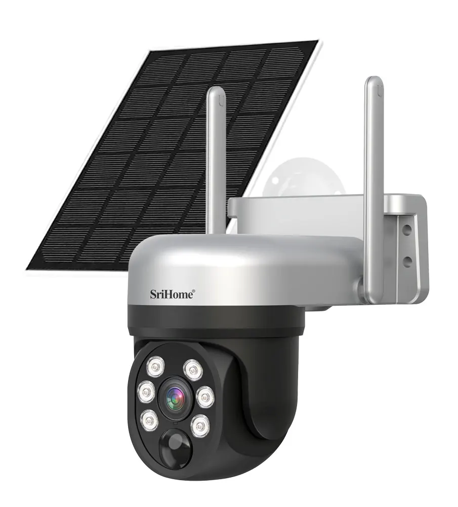 Srihome DH006 4MP 1440P Full Color Solar Power Low Comsunption IP Dome Camera AI Humanoid Detection Home Security CCTV Monitor