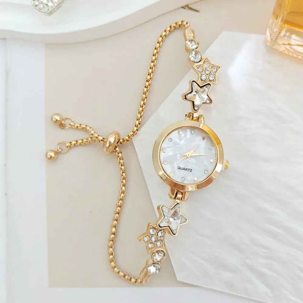 Exquisite Adjustable Bracelet Watch Rhinestone Alloy Quartz Watch Ladies Wristwatch for Women Girls